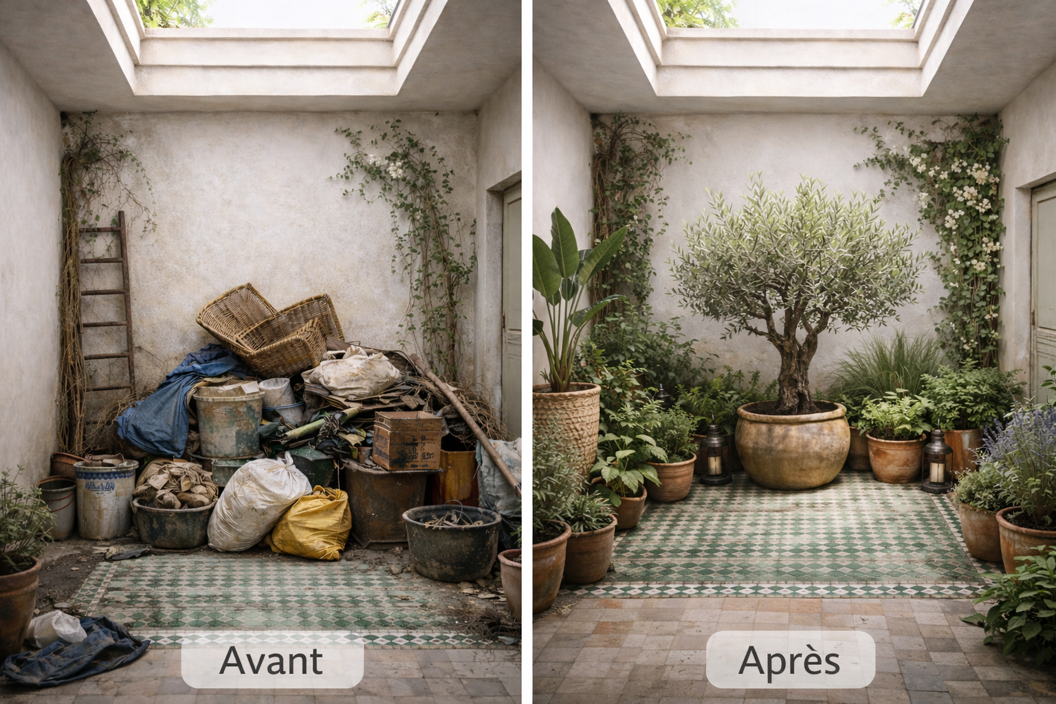 La cour intérieure dans la maison marocaine La cour intérieure dans la maison marocaine